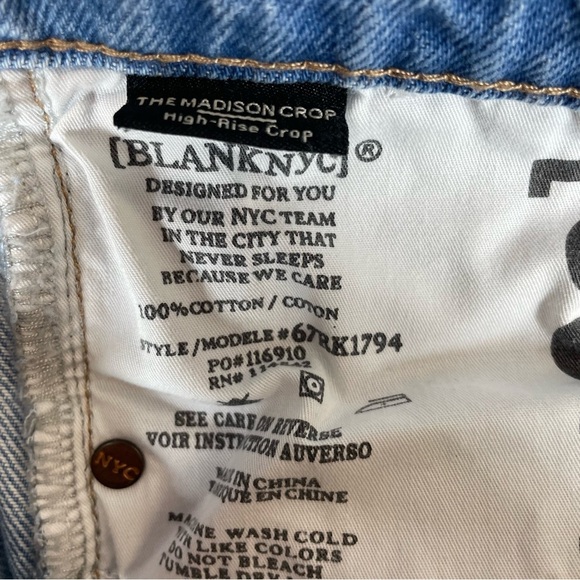 Blank NYC Madison high rise crop jeans women’s 29 raw hem - Picture 7 of 8